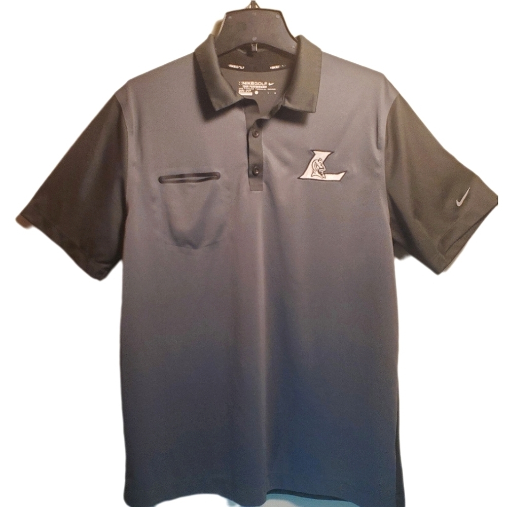 NIKE GOLF Tour Performance Dri-Fit Size L Sportswear Polo Gray Black EUC